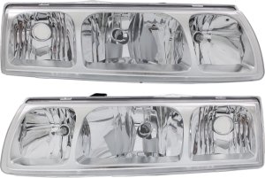 Headlight Assembly for 2005 Saturn VUE, Right (Passenger) & Left (Driver), Halogen, Chrome Interior, Replacement Pair/Set