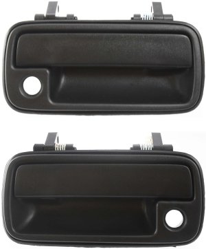 Front Exterior Door Handle Pair/Set for 1989-1998 Tracker, Right (Passenger), Plastic, Textured Black, with Keyhole, 4-Door Model, Replacement