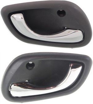 Interior Door Handle Pair/Set for 1995-2002 Suzuki Esteem and 2002-2006 Suzuki XL-7, Front or Rear, Right (Passenger) and Left (Driver), Chrome Lever, Gray Housing, Replacement