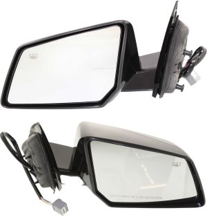 Power Mirror Pair/Set for 2007-2008 Saturn Acadia/Outlook, Right (Passenger) and Left (Driver), Manual Folding, Heated, Paintable, with In-Housing Signal Light, without Auto Dimming, BSD, Memory Replacement