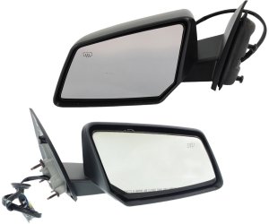 Power Heated Manual Folding Mirror Pair/Set for 2008 Acadia/Outlook, Right (Passenger) and Left (Driver), Textured, w/o Auto Dimming, BSD, Memory, Signal Light Replacement