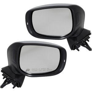 Mirror Pair/Set for Subaru Forester 2019-2020, Right (Passenger) and Left (Driver), Power Operation, Manual Folding, Heated, Chrome, with Blind Spot Detection, Lower and Upper Memory, Signal Light Replacement