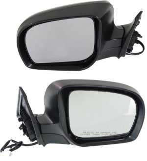 Mirror Pair/Set for 2011-2013 Subaru Forester, Right (Passenger) and Left (Driver), Power Adjustable, Manual Folding, Non-Heated, Paintable, Without Signal Light, Replacement