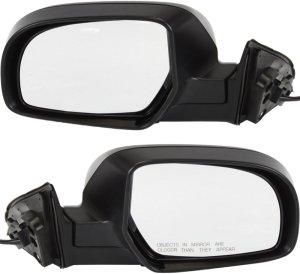 Power Mirror Pair/Set for Subaru Legacy/Outback 2011-2014, Right (Passenger) and Left (Driver), Manual Folding, Non-Heated, Paintable/Textured, 2 Caps, Up to August 2013, Replacement