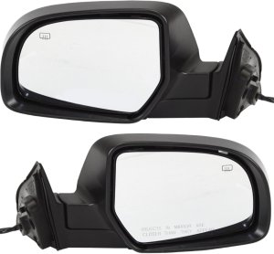 Power Mirror Pair/Set for Subaru Legacy/Outback 2011-2014, Right (Passenger) and Left (Driver), Manual Folding, Heated, Paintable/Textured, 2 Caps, Up to August 2013, Replacement