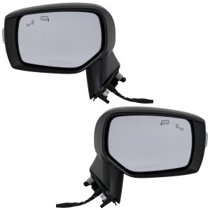 Mirror Pair/Set for 2016-2021 Subaru WRX/Crosstrek, Right (Passenger) and Left (Driver), Power Operated, Manual Folding, Heated, Paintable, with Blind Spot Detection and Signal Light, without Memory, Non-Hybrid Crosstrek Model, Replacement