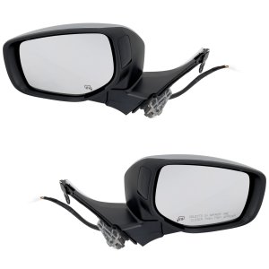 Power Folding Chrome Mirror Pair/Set for Subaru Legacy/Outback 2020-2022, Touring/Touring XT Models, Right (Passenger) and Left (Driver), Heated, w/ In-housing Signal Light, Memory, Blind Spot Detection in Glass, Auto-Dimming, Replacement, w/o Puddle Light