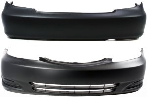 Front and Rear Bumper Cover Set for 2002-2004 Toyota Camry, Primed (Ready to Paint), Suitable for LE/XLE Models, Designed for USA Built Vehicles, Replacement