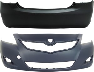 Front and Rear Bumper Cover Set for 2007-2012 Toyota Yaris Replacement