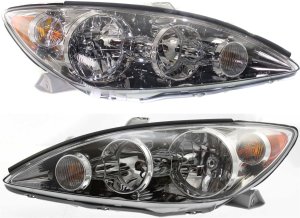 Headlight Assembly Pair/Set for 2005-2006 Toyota Camry LE/XLE Models, Right (Passenger) & Left (Driver), Halogen Light, USA Built Vehicle, Replacement