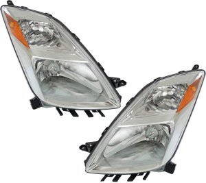Headlight Pair/Set for 2004-2006 Toyota Prius, Includes Right (Passenger) and Left (Driver) Lens and Housing, Halogen, Up To November 2005, Replacement