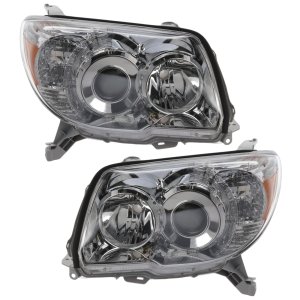 Headlight Lens and Housing Pair/Set for 2006-2009 Toyota 4Runner, Right (Passenger) and Left (Driver), Suitable for Limited/SR5 Models, Replacement