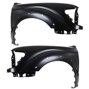 Front Fender Pair/Set for 2001-2004 Toyota Tacoma, Primed (Ready to Paint), Styleside with Fender Flare Holes, Right (Passenger) and Left (Driver) Side - Replacement