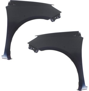 Front Fender Pair/Set for Toyota Sienna 2004-2010, Right (Passenger) and Left (Driver), Primed (Ready to Paint), Without Antenna Hole, Replacement