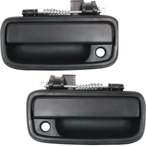 Front Door Handle Pair/Set for Toyota Tacoma 1995-2004, Right (Passenger) and Left (Driver), Outside, Textured Black, with Keyhole, Replacement