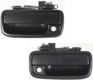 Front Door Handle Pair/Set for Toyota Tacoma 1995-2004, Right (Passenger) and Left (Driver), Outside, Smooth Black with Keyhole Replacement