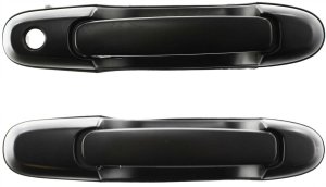Front and Rear Door Handle Right (Passenger) Set for Toyota Sienna 1998-2003, Set of 2, Outside, Plastic, Smooth Black, Replacement