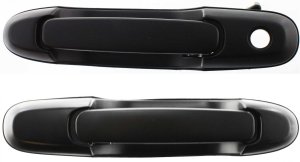 Front and Rear Door Handle Set for 1998-2003 Toyota Sienna, Left (Driver), Outside, 2-Piece, Plastic, Smooth Black Replacement