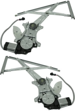 Front Window Regulator Pair/Set for Toyota Sienna 1998-2000, Includes Right (Passenger) and Left (Driver) Side, Power, with Motor, Replacement