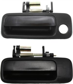 Front and Rear Door Handle Replacement Set for Toyota Camry / ES300 1997-2001, Left (Driver), Set of 2, Outside, Smooth Black, Suitable for Japan/USA Built Models
