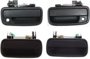 Front and Rear Door Handle Pair/Set for Toyota Tacoma 1995-2004, Right (Passenger) and Left (Driver), Pair/Set of 4, Outside, Textured Black Replacement