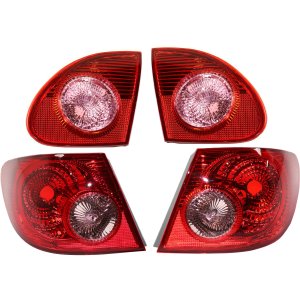 Tail Light Pair/Set for Toyota Corolla 2005-2008, Right (Passenger) and Left (Driver), Inner and Outer, Lens and Housing Replacement