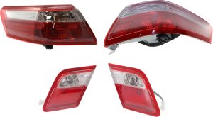Inner and Outer Tail Light Pair/Set for Toyota Camry 2007-2009, Right (Passenger) and Left (Driver), Excluding Hybrid Model, Specifically for Japan Built Vehicle - Replacement