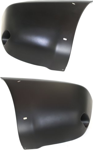 Rear Bumper End Replacement Pair/Set for 2001-2005 Toyota RAV4 with Right (Passenger) and Left (Driver) Wheel Opening Flare Hole, Primed (Ready to Paint)