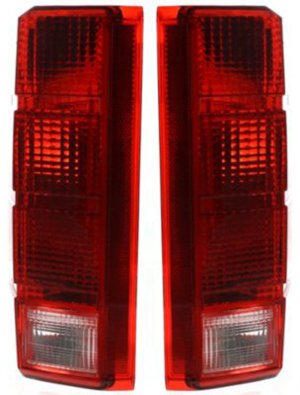 Tail Light Lens and Housing Pair/Set for Ford F-Series 1980-1986, Right (Passenger) and Left (Driver) Replacement - Fits F-150, F-250, F-350.