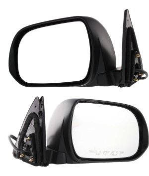 Mirror Pair/Set for 2008-2013 Highlander, Includes Right (Passenger) and Left (Driver) Side, Power Adjustable, Manual Folding, Heated, Paintable, with Puddle Light, Suitable for Hybrid/non-Hybrid, 2008-2010 Japan Built Vehicles, Replacement