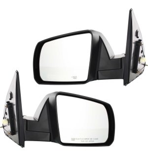 Mirror Pair/Set for 2007-2013 Toyota Tundra Base/SR5 Models, Right (Passenger) and Left (Driver), Non-Towing, Power-Operated, Manually Folding, Heated, Textured, Without Memory, With Puddle and Signal Light, Cold Climate Spec Replacement