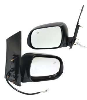 Mirror Pair/Set for 2011-2012 Toyota Sienna, Right (Passenger) and Left (Driver), Power, Manual Folding, Heated, Paintable, Without Signal Light, Replacement