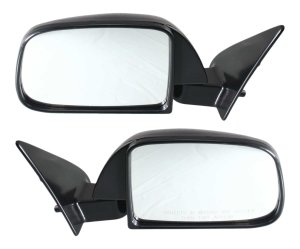 Manual Adjust, Manual Folding, Non-Heated, Paintable, Corner Mount Mirror Pair/Set for 1989-1995 TOYOTA Pickup, Right (Passenger) and Left (Driver) Sides, w/ Single Glass, w/o Vent Window Replacement