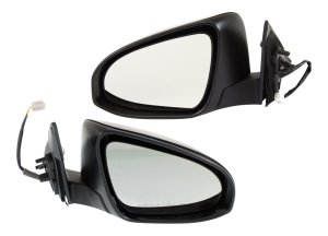 Mirror Pair/Set for Toyota Camry 2012-2014, Right (Passenger) and Left (Driver) Power Manual Folding, Non-Heated, Paintable, without Auto Dimming, Blind Spot Detection, Memory, and Signal Light Replacement