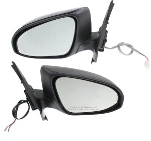 Power Mirror Pair/Set for Toyota Prius C 2012-2019, Right (Passenger) and Left (Driver), Manual Folding, Non-Heated, Paintable, with Signal Light, Replacement