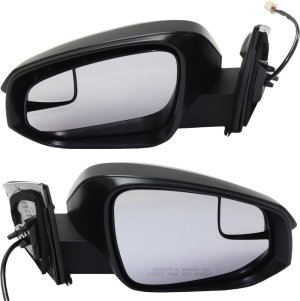 Power Mirror Pair/Set for Toyota RAV4 2016-2018, Right (Passenger) and Left (Driver), Manual Folding, Non-Heated, Textured, Without Blind Spot Detection and Signal Light, Not for Hybrid, North America Built, Replacement
