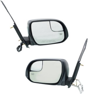 Power Mirror Pair/Set for 2015-2020 Toyota Sienna SE and LE Models, Right (Passenger) and Left (Driver), Manual Folding, Heated, Paintable, w/ Blind Spot Glass, w/o Blind Spot Detection and Memory Replacement