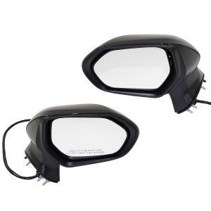 Mirror Pair/Set for Toyota Camry 2018-2022, Right (Passenger) and Left (Driver), Power, Manual Folding, Heated, Without Auto-Dimming, Without Blind Spot Feature, In-Housing Signal Light, Without Memory, Non-Towing, Paintable Replacement.