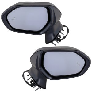 Mirror Pair/Set for Toyota Camry 2018-2022, Right (Passenger) and Left (Driver), Power, Manual Folding, Heated, without Auto-Dimming, Blind Spot Detection in Glass, In-housing Signal Light, without Memory, Non-Towing, Paintable Replacement