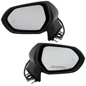 Mirror Pair/Set for Toyota Corolla 2019-2023, Right (Passenger) and Left (Driver), Power Operated, Manual Folding, Heated, Paintable, with Blind Spot Glass and In-Housing Signal Light, without Auto Dimming and Memory, Replacement