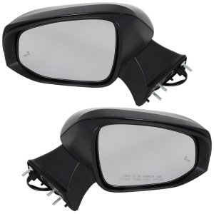 Mirror Pair/Set for Toyota Highlander 2020-2023, Right (Passenger) and Left (Driver), Power, Manual Folding, Heated, Paintable, with In-Housing Signal Light, Blind Spot Detection in Glass, without Memory, Puddle Light, Auto-Dimming, Side View Camera, Replacement