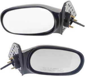 Manual Remote Mirror Pair/Set for Toyota Corolla/Prizm 1998-2002, Right (Passenger) and Left (Driver), Non-Folding, Non-Heated, Paintable, without Auto Dimming, BSD, Memory, and Signal Light Replacement