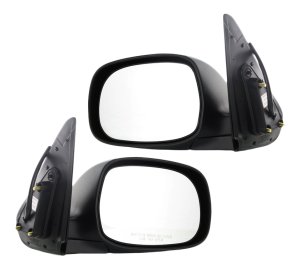 Power Mirror Pair/Set for 2001-2007 Toyota Sequoia SR5 Model, 2003-2006 Tundra SR5/Limited Models, Right (Passenger) and Left (Driver), Non-Towing, Manual Folding, Non-Heated, Paintable Replacement