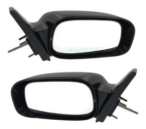 Manual Remote Mirror Pair/Set for 2003-2008 Toyota Matrix, Right (Passenger) and Left (Driver), Non-Folding, Non-Heated, Paintable Replacement