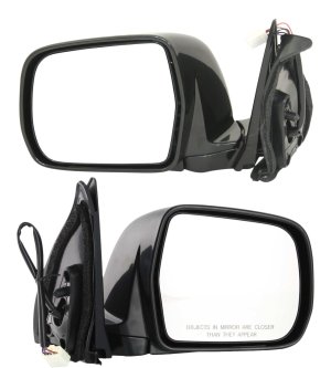 Mirror Pair/Set for Toyota Highlander 2001-2007, Right (Passenger) and Left (Driver), Power Operated, Manual Folding, Heated, Paintable Replacement