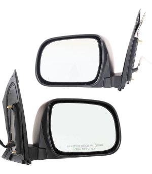 Power Heated Manual Folding Mirror Pair/Set for 2004-2010 Toyota Sienna, Right (Passenger) and Left (Driver), Textured, without Auto Dimming, Replacement