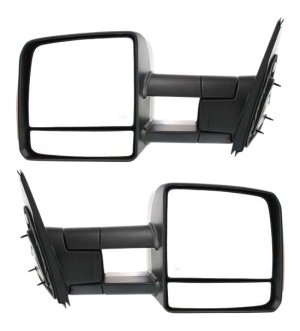Towing Mirror Pair/Set for Toyota Tundra 2007-2021, Right (Passenger) and Left (Driver), Power Adjustment, Manual Folding, Heated, Textured Finish, with Signal Light, Replacement