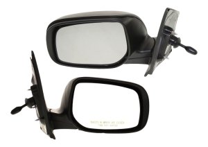 Manual Remote Mirror Pair/Set for Toyota Yaris Sedan 2007-2012, Right (Passenger) and Left (Driver), Manual Folding, Non-Heated, Paintable Replacement