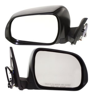 Power Manual Folding Mirror Pair/Set for 2008-2013 Toyota Highlander, Right (Passenger) and Left (Driver), Non-Heated, Paintable, without Puddle Light, Suitable for Hybrid and 2008-2010 Non-Hybrid Models (Japan Built Vehicle) - Replacement