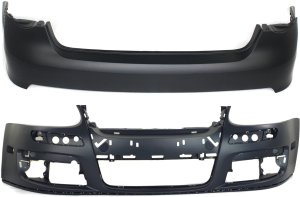 Front and Rear Bumper Cover Set for 2005-2010 Volkswagen Jetta, Primed (Ready to Paint), Replacement